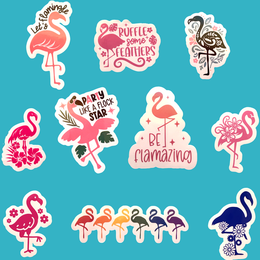 Flamingo Stickers, Be Flamazing, Party Like a Flock Star, Let's Flamingo Sticker