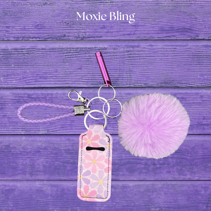 Retro Moxie Bling - Maximize your Moxie - Pom-Pom, Chapstick Holder, Safety Wistle, Wristlet