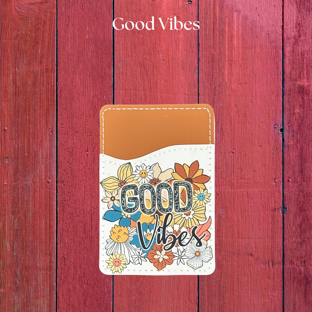 Positive Energy Phone Card Holder, Cute Print Card Wallet, Card Caddy, Credit Card Holder for Cell Phone, Moxie Bling