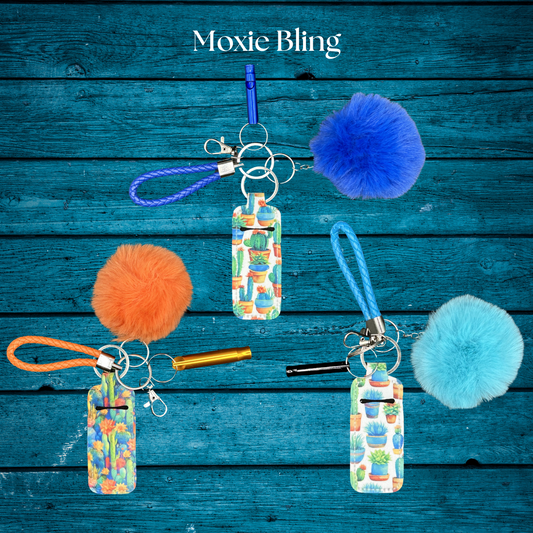 Sonoran Desert Moxie Bling - Maximize your Moxie - Pom-Pom, Chapstick Holder, Safety Whistle, Wristlet