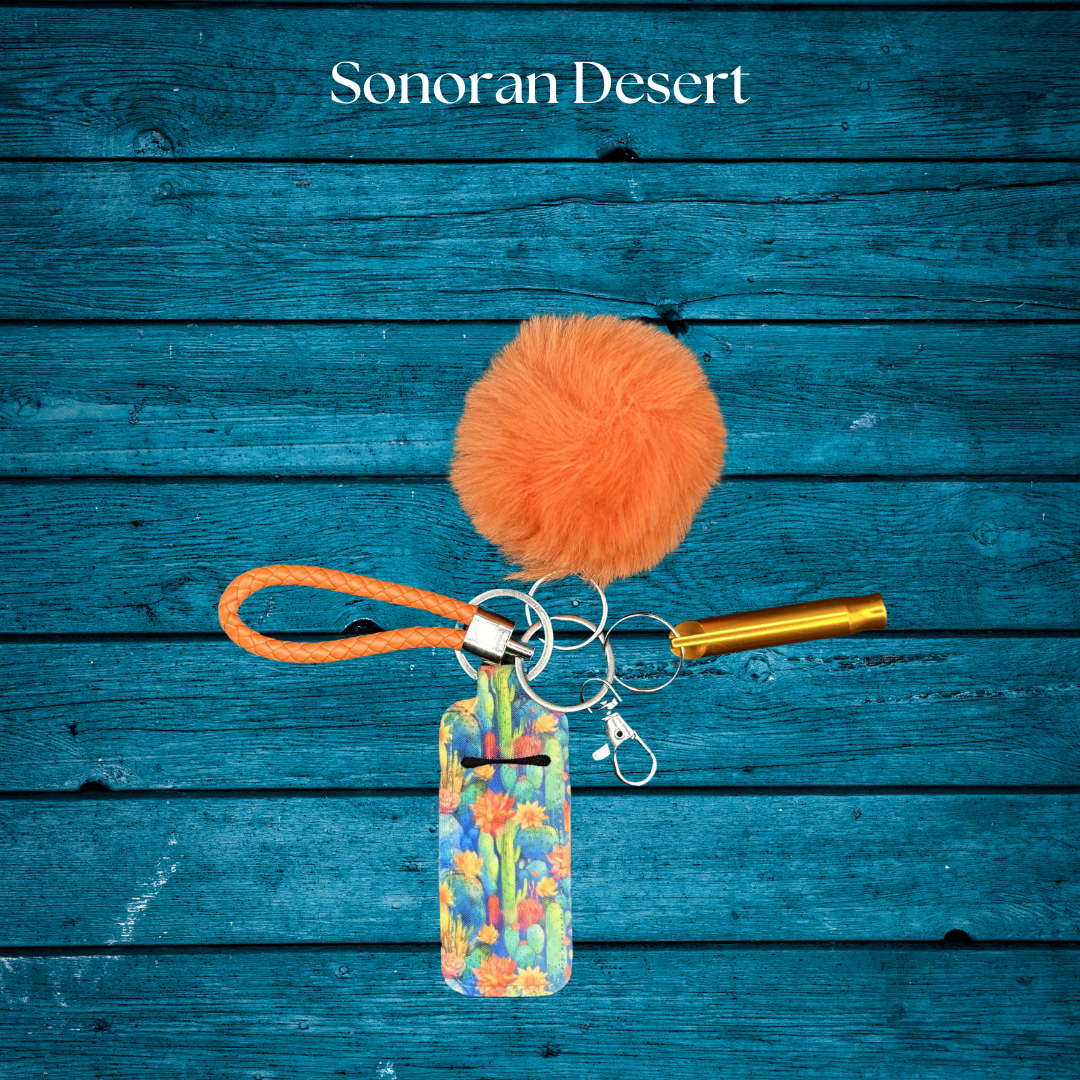 Sonoran Desert Moxie Bling - Maximize your Moxie - Pom-Pom, Chapstick Holder, Safety Whistle, Wristlet