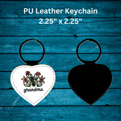 Faux Leather Heart Keychain