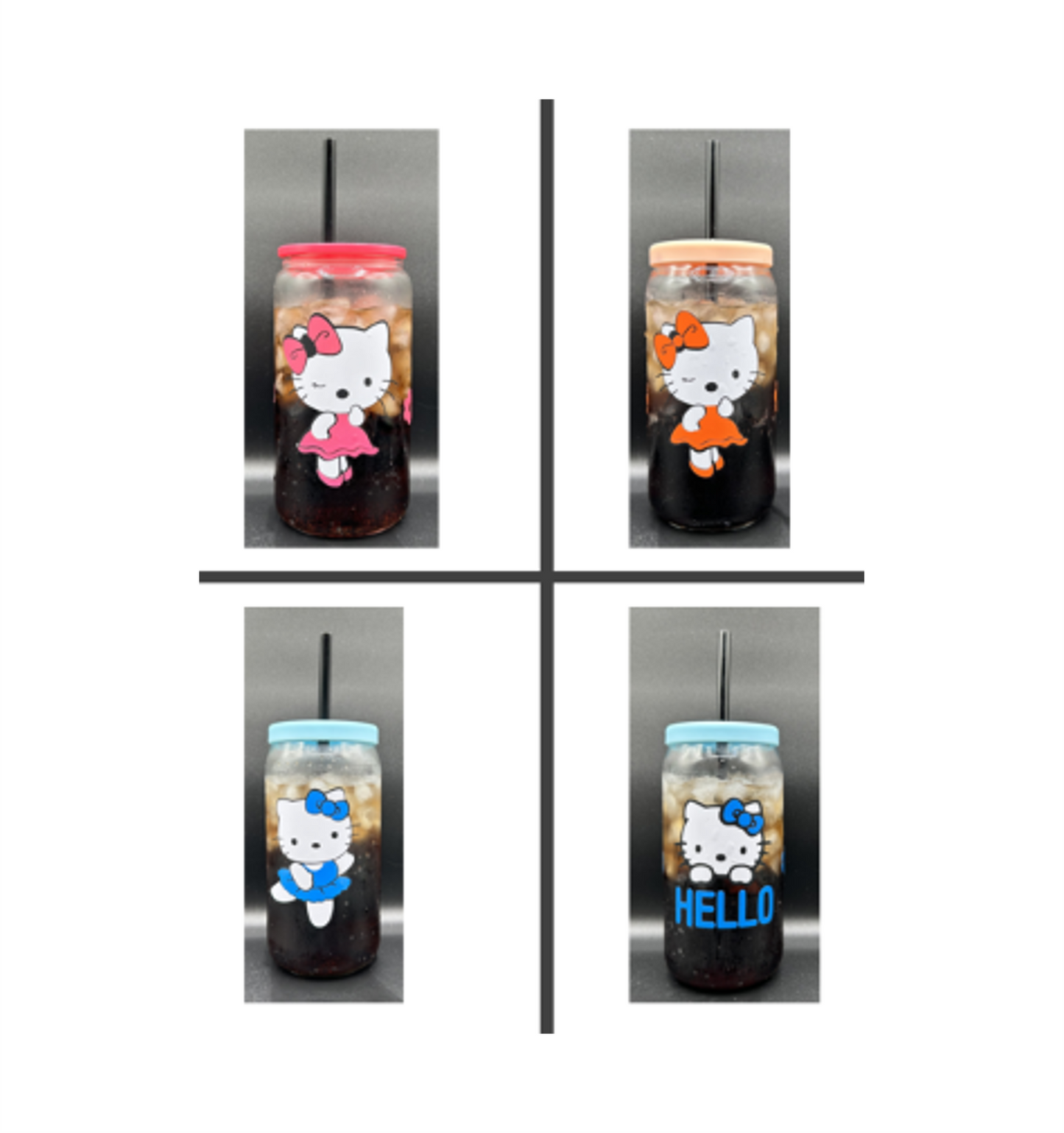 Color Changing Kawaii Kitty Iced Coffee Glass Tumbler