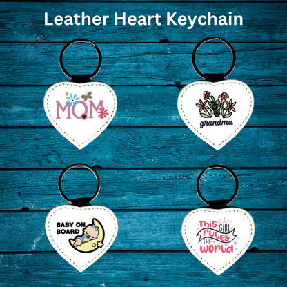 Faux Leather Heart Keychain