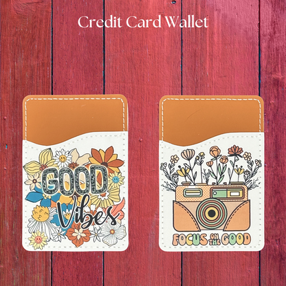 Positive Energy Phone Card Holder, Cute Print Card Wallet, Card Caddy, Credit Card Holder for Cell Phone, Moxie Bling