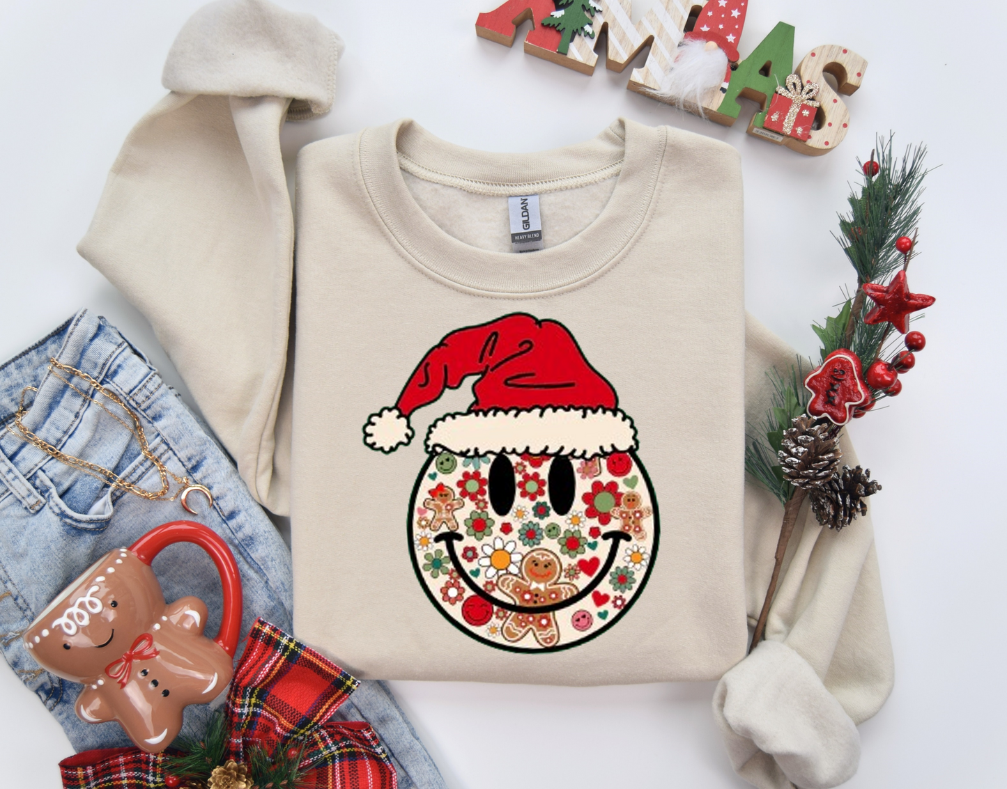 Smiley Retro Santa Sweatshirt