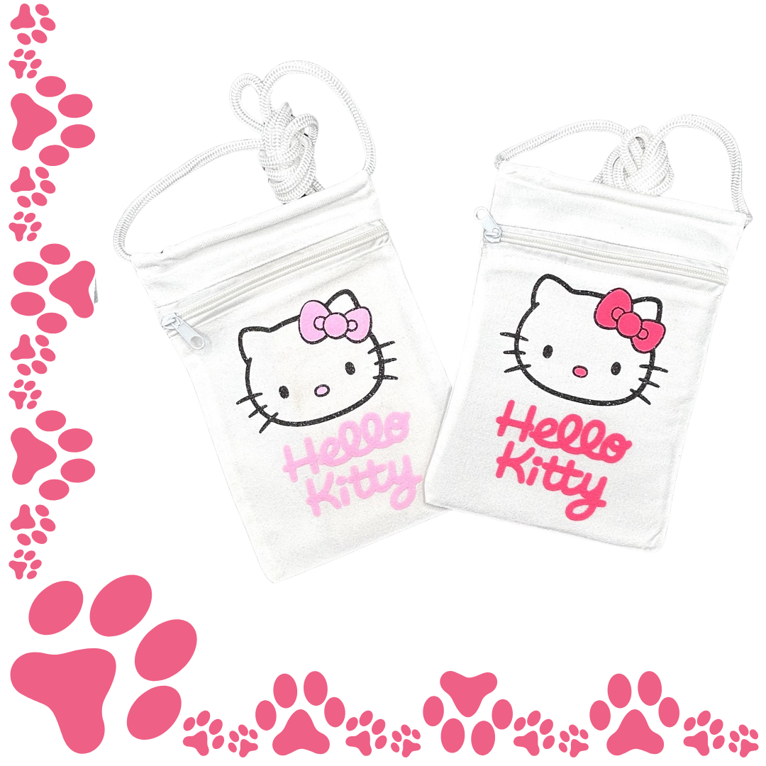 Neon Pink or Light Pink Kawaii Kitty Crossbody Bag