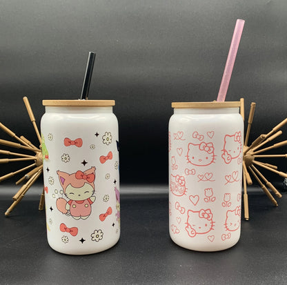 Sanrio Characters Kawaii Kitty Iced Coffee Glass Tumbler