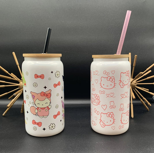 Sanrio Characters Kawaii Kitty Iced Coffee Glass Tumbler