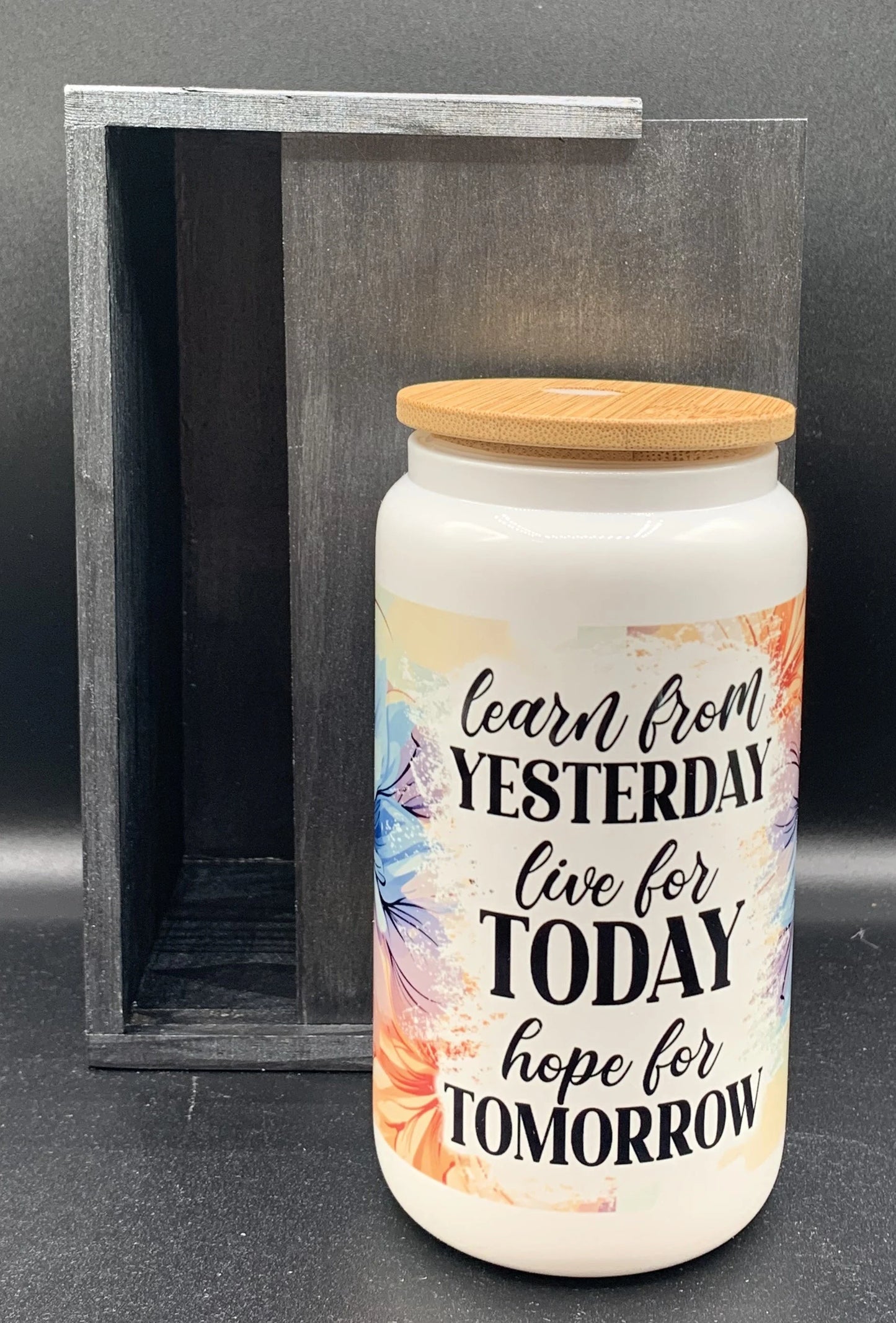 Mother's Day - Yesterday Today Tomorrow 16 oz Glass Libby Can with Wood Moxie Box